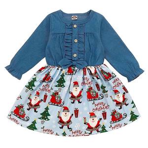 Robe de noël pour fille, <span class=keywords><strong>jean</strong></span> imprimé, manches longues, vente en gros, collection automne-hiver - Product Image 6