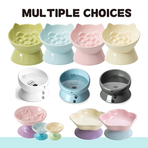 Gamelle pour animaux de compagnie à alimentation lente, mignonne, à grand diamètre, surélevée, avec protection anti-renversement - Product Image 2