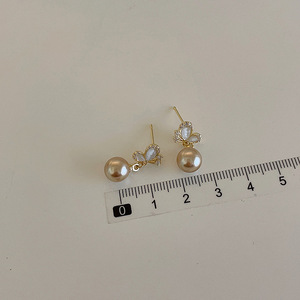 Pendientes colgantes elegantes de perlas de mariposa rosa con circón, joyería de boda, pendientes de moda para mujer para aniversario - Product Image 6