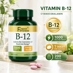 ผู้ผลิตอาหารเสริมวิตามินบี 12 ยี่ห้อ Nutraceutical Shecome ช่วยสนับสนุนการเผาผลาญพลังงาน 1000 ไมโครกรัม วิตามินบี 12 แบบเม็ด 200 เม็ด - Product Image 2