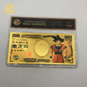 Classic Japan Dragon Ball Z Bejita Vegeta goku piccolo buu Plastic Gold Foil Banknote with bag for childhood memory Collection