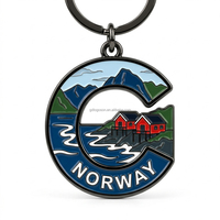 Porte-clés souvenir Norvège personnalisé en émail en forme de lettre A, porte-clés en métal lettre D pour cadeau de voyage
