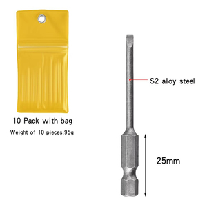 Embout de tournevis magnétique à tête plate de 65 mm de long, 3 mm, tige hexagonale de 1/4 pouce, acier S2, pour visseuses à percussion, aimant puissant - Product Image 6