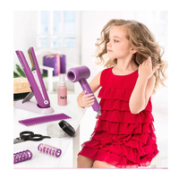 Kit de jeu de beauté pour filles, équipements de salon simulés avec des accessoires amusants, gel pour cheveux, permanente électrique et sèche-cheveux jouets
