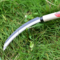 Faucille multifonctionnelle industrielle agricole de jardinage, pour couper l'herbe, avec manche en bois, en acier au manganèse dentelé