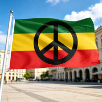 Drapeau Rasta de la Paix 3x5 pieds à Prix d'Usine Abordable, 100% Polyester, Double Face, Décoration Extérieure, Bannière Rasta de la Paix Personnalisée