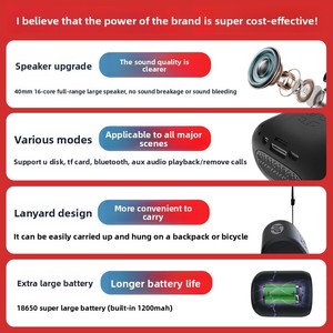 Loa <span class=keywords><strong>Bluetooth</strong></span> mini ngoài trời <span class=keywords><strong>HP</strong></span> S01, âm lượng lớn 5W, loa siêu trầm, đèn RGB, <span class=keywords><strong>USB</strong></span>, di động, sử dụng pin, món quà hoàn hảo cho hoạt động ngoài trời - Product Image 3