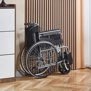 Fauteuil roulant manuel pliable léger en acier carbone, siège noir, roues à 24 rayons, pour usage médical à domicile et en voyage - Product Image 3