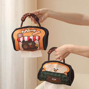 <b>Canvas</b> Tissue Bag Cute Fabric Hanging Paper Holder Orange Green Multipurpose Bathroom Car Dormitory Use - Product Image 2