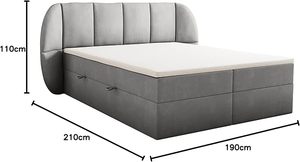 Lit Moderne Luxueux Écologique avec <span class=keywords><strong>Sommier</strong></span> Tressé en Velours, Rangement, Relevage à Gaz, Rembourrage Capitonnée et Base en Bois avec Ressorts Ensachés - Product Image 3