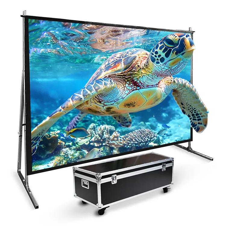 Customize any size 16:9 format movable Portable Foldable Large Size Outdoor Fast Folding Projector Projection Screen with Stand