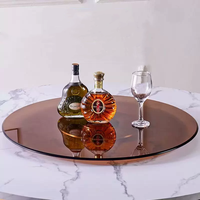 Table à manger/à thé/à café en verre trempé ultra transparent, personnalisable, 6 mm, 12 mm, robuste, brun, gris, noir, décoration pour salon, cuisine