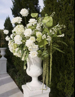 Boule de fleurs en soie personnalisée rose et verte avec orchidée blanche pour centre de table de mariage, décoration de la maison