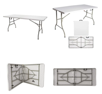 Table pliante rectangulaire en plastique HDPE blanc, populaire pour événements intérieurs et extérieurs, mariages, pique-niques et réceptions – Prix de gros, vente chaude