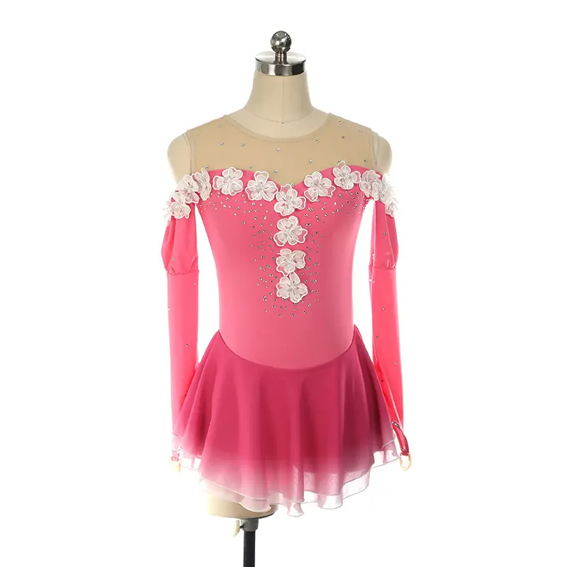 Lyrical vestido adulto feminino patins, mangas compridas