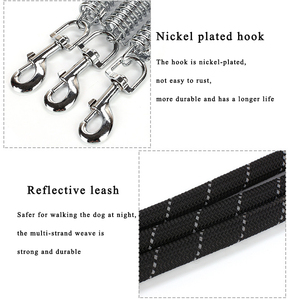 Tali Kekang Anjing Peliharaan Berjalan, Tali Kekang Kulit Kepang dan Tali Kekang Nilon dengan Tali Kekang Anjing Musim Semi - Product Image 3
