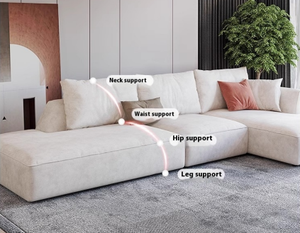 Canapé d'angle en tissu en forme de L de style crème moderne adapté au salon de l'appartement - Product Image 6