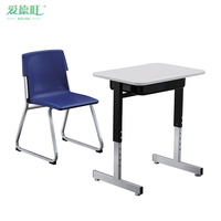 Ensemble bureau et chaise pour étudiant, direct usine, avec base en plastique massif, chaise réglable en hauteur, bureau à pieds en T et poche de rangement