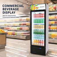 Réfrigérateur ouvert multi-étagères commercial, rideau d'air, refroidisseur de boissons, refroidissement par air, étagères réglables, contrôle LED pour l'affichage en supermarché