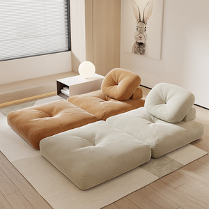 Juego de sofá crema de tela Silence Wind, sofá cama Tatami con módulo extraíble y sin reposabrazos para uso en la sala de estar - Product Image 5
