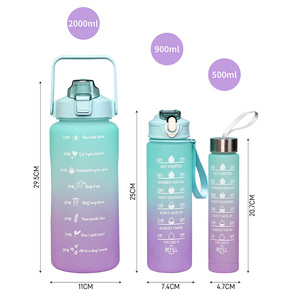 Bouteilles d'eau 3 en 1 64oz, 32oz et 17oz, sans Bpa, grande capacité, avec marqueur de temps et mots de motivation, offre spéciale 2023 - Product Image 6