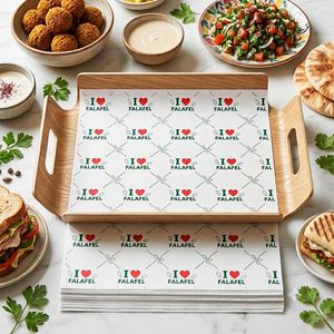 Papel de Envolver para Alimentos con Logotipo Impreso Personalizado, Biodegradable, Ecológico, Recubierto de PE, a Prueba de Grasa, para Sándwiches, Hamburguesas y Shawarma - Product Image 5