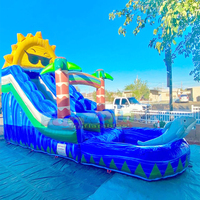 Toboggan aquatique gonflable commercial pour enfants, idéal pour les fêtes d'été en extérieur, avec effet flamme