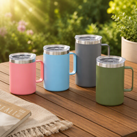 Gobelet isotherme en acier inoxydable 12OZ 14OZ 24OZ 32OZ, tasse à café anti-fuite, tasse à bière avec poignée et couvercle