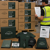 Kit de course de trail personnalisé avec logo, comprenant une chemise de performance, une casquette, une bouteille d'eau, une serviette rafraîchissante et un dossard de course