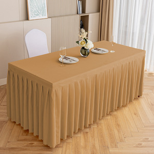 Jupe de Table de Conférence Rectangulaire, Nappe en Polyester Infroissable avec Volants et Bordure Anti-Poussière, pour Banquets et Mariages - Product Image 4
