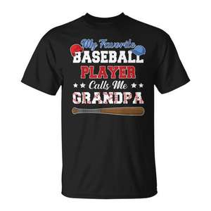 Mon t-shirt préféré avec l'inscription « Mon joueur de baseball m'appelle grand-père » - Cadeau pour la fête des pères - Product Image 1
