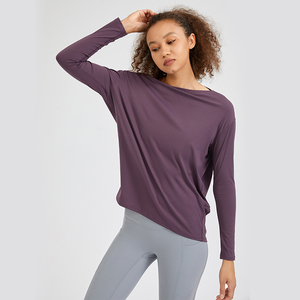 SHINBENE Fitness Gym allenamento Oversize Pullover top camicia a maniche lunghe da <span class=keywords><strong>donna</strong></span> in tinta unita <span class=keywords><strong>maglia</strong></span> <span class=keywords><strong>sportiva</strong></span> - Product Image 4