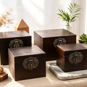 Caja de Regalo de Madera de Pino con Corte Láser Personalizado, con Tapa con Bisagras, Caja de Almacenamiento de Arte Popular, Embalaje para Recuerdos Navideños, Impresión de Logotipo OEM - Product Image 3