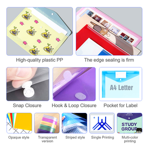 ASP tùy chỉnh nhà máy bán buôn không thấm nước A4 Pp nhựa Snap Nút Phong Bì Thư mục với đóng cửa cảm ứng Fastener tập tin Túi thư mục - Product Image 3