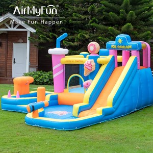 Château gonflable pour enfants, style crème glacée, en tissu Oxford, avec toboggan aquatique gonflable pour usage domestique - Product Image 2