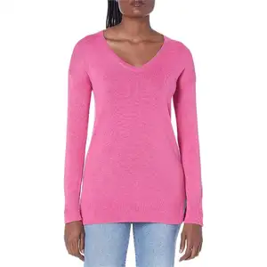 Network Hot New Women's Lightweight Long-Sleeve V-Neck Tunic Sweater (Available in Plus Size)