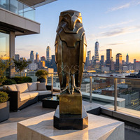 Sculpture d'hibou en bronze, art moderne géométrique en métal moulé sur mesure pour la décoration de hall d'hôtel, bureau ou salle d'étude