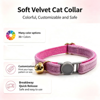 Maßgefertigtes Weiches Samt-Breakaway-Katzenhalsband Verstellbares Samt-Breakaway-Halsband mit Glocke für Kleine Kätzchen Tägliches Tragen