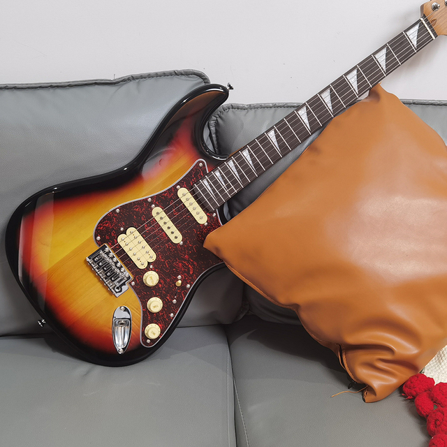 Electric Guitar 39 Inch ST Style Sunset Burst Finish Maple Neck Rosewood Fretboard 6 Strings poplar Body