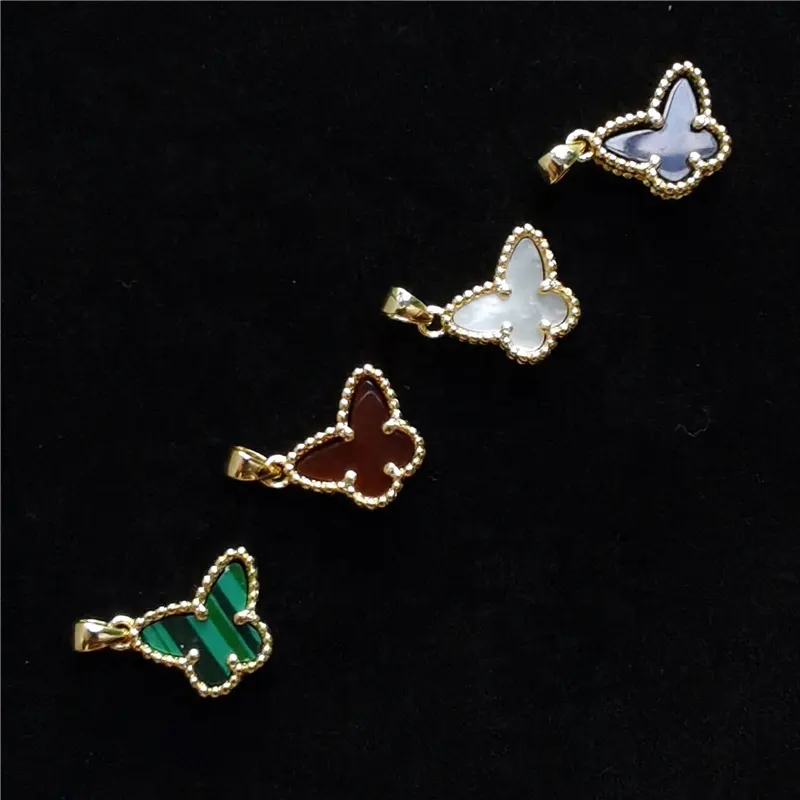 Butterfly 18k gold plated fashion Natural Gemstone custom pendant for women