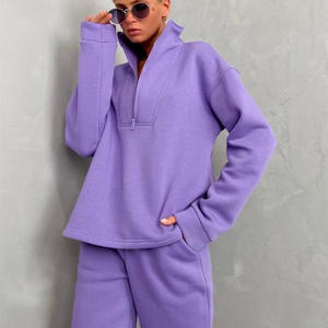 Vêtements pour femmes, nouvelle collection printemps-automne, vente chaude, manches longues, col montant, fermeture éclair, ensemble de sport décontracté, deux pièces - Product Image 4