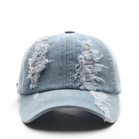 Gorra de béisbol de 6 paneles en blanco al por mayor, estilo vaquero desgastado y descolorido, tipo Dad Hat