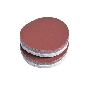 Disco de papel de lija rojo de 4.5 pulgadas, grano P320, con reverso de terciopelo adhesivo para pulir y esmerilar metal - Product Image 3