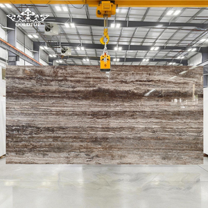 GOLDTOP Coffee Wood Marble Slab Tiles Deep Brown Beige Stripe Color Natural Stone for Stairs <b>Steps</b> Flooring Wall Covering - Product Image 1