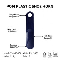 Chausse-pied plat en plastique PP personnalisé de 19 cm (7,5 pouces) de large, grand trou de suspension rond, 9 couleurs, logo personnalisé, OEM, MOQ 2000 pièces