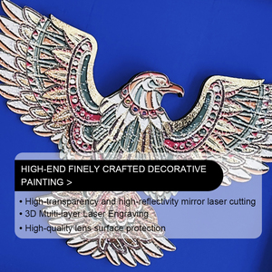 Décoration murale haut de gamme en forme d'aigle sculpté multicouche avec incrustation de diamants, style rétro doré, pour clubs, villas et projets hôteliers - Product Image 4