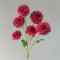 T-FT111 Fleurs artificielles en soie multicolores à 6 têtes, pivoines, en vrac, pour centres de table de mariage et décorations d'allée
