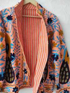 Handcrafted Suzani Embroidered TNT Cotton <b>Jacket</b> Bohemian Kimono Outerwear For <b>Women</b> - Product Image 5