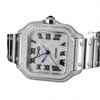 Jam Tangan Pria Mewah Vintage Berlian Persegi NH35 Otomatis Analog Roman Kristal Safir Tanggal Otomatis Tahan Air 10m Stainless