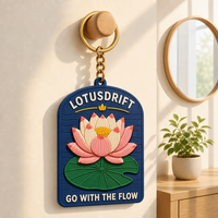 Porte-clés en caoutchouc personnalisé avec motif textuel, porte-clés en PVC souple Lotus, porte-clés en silicone en forme de nichoir, porte-clés en silicone fleur, porte-clés de jardin
